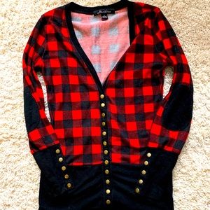 Boutique Buffalo Plaid Cardigan - Like New